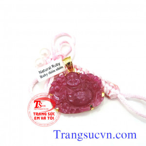 Mặt Phật Di Lặc Ruby đỏ thiên nhiên có giấy kiểm định vàng đảm bảo 18k 750,mặt phật di lặc nam đeo mặt dây chuyền,bảo hành 1 năm,Bán toàn quốc