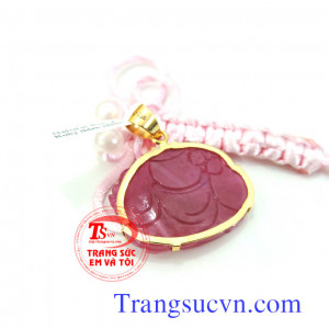 Mặt Phật Di Lặc Ruby đỏ thiên nhiên có giấy kiểm định vàng đảm bảo 18k 750,mặt phật di lặc nam đeo mặt dây chuyền,bảo hành 1 năm,Bán toàn quốc