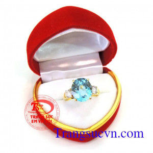 Nhẫn nữ topaz xanh nước biển