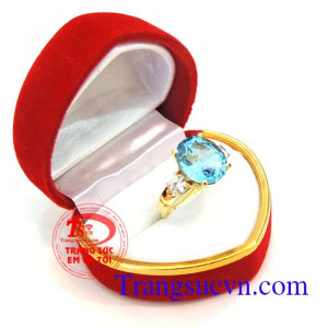 Nhẫn nữ topaz xanh nước biển