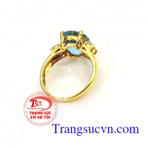 Nhẫn nữ topaz xanh nước biển