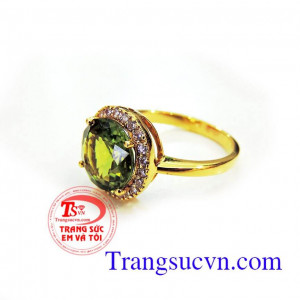 Nhẫn nữ peridot tròn