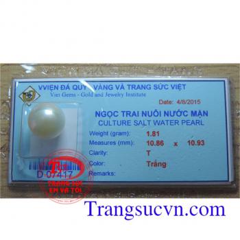 Ngọc trai trắng 10 ly nước mặn lớp xà cừ trắng bóng dày hơn ngọc trai nước ngọt cùng kích thước và màu sắc,ngọc trai nước mặn