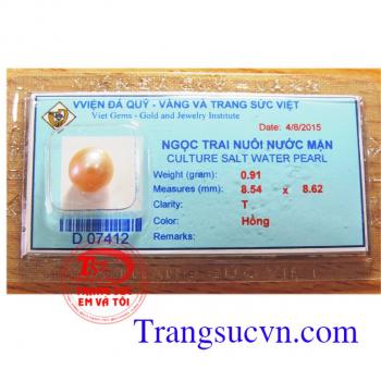 Ngọc trai hồng 8.5 ly ngọc trai nước mặn có kiểm định chất lượng,vòng tay ngọc trai,nhẫn ngọc trai,mặt dây ngọc trai hồng