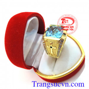 Nhẫn nam topaz xanh nước biển có giấy kiểm định đá quý và vàng kèm theo nhẫn nam topaz,bán nhẫn nam topaz toàn quôc,được đặt nhẫn nam topaz theo size tay