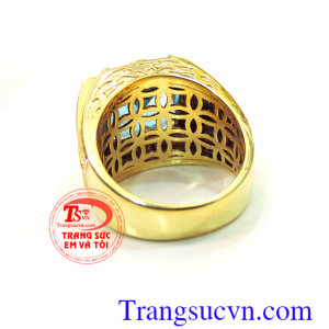 Nhẫn nam topaz xanh nước biển có giấy kiểm định đá quý và vàng kèm theo nhẫn nam topaz,bán nhẫn nam topaz toàn quôc,được đặt nhẫn nam topaz theo size tay