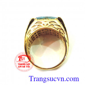 Nhẫn nam topaz xanh nước biển có giấy kiểm định đá quý và vàng kèm theo nhẫn nam topaz,bán nhẫn nam topaz toàn quôc,được đặt nhẫn nam topaz theo size tay
