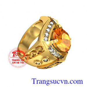 Nhẫn nam sapphire vàng thiên nhiên 7,95 Carat,nhẫn nam vàng 18k 5,5 chỉ thân nhẫn hình rồng vàng,nhẫn đá quý sapphire vàng kim cương TN, nhẫn nam doanh nhân