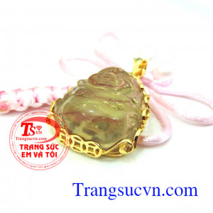 Mặt phật phật thạch anh vàng