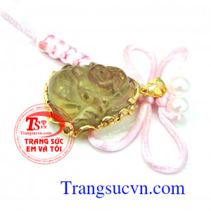 Mặt phật phật thạch anh vàng