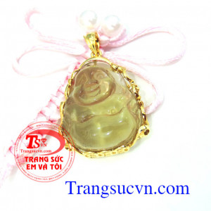 Mặt phật phật thạch anh vàng