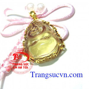 Mặt phật phật thạch anh vàng