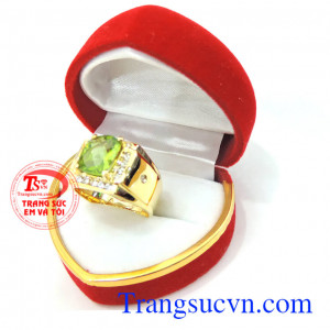 Nhẫn nam peridot nhiều giác