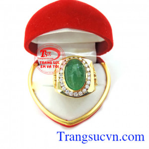 Nhẫn nam emerald và kim cương