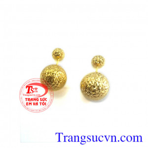 Hoa tai kiểu đẹp vàng tây dành cho nữ, bông tay vàng tây, hoa tai dạng cầu tròn nhiều giác phay sáng, lấp lánh.