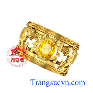 Nhẫn nam sapphire vàng song Hổ