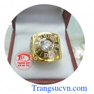 Nhẫn nam hợp đồng hồ vàng