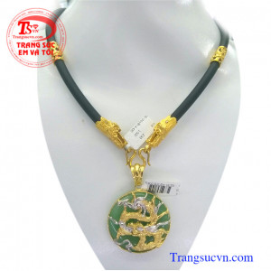 Bộ dây cao su và mặt ngọc bọc rồng vàng