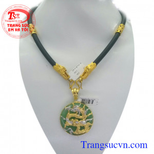 Bộ dây cao su và mặt ngọc bọc rồng vàng