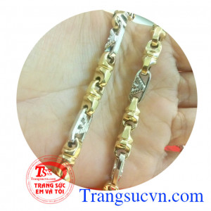 Dây chuyền mắt trắng mắt vàng Italia,Dây chuyền vàng trắng khúc vàng 18k 75 % Nhập khẩu Italia,dây chuyền nam đẹp hai màu đep cho nam