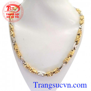 Dây chuyền mắt trắng mắt vàng Italia,Dây chuyền vàng trắng khúc vàng 18k 75 % Nhập khẩu Italia,dây chuyền nam đẹp hai màu đep cho nam