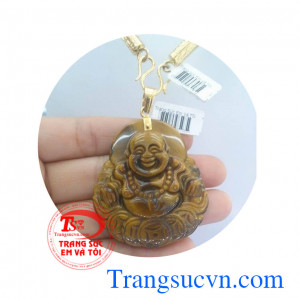 Bộ Mặt dây đá mắt hổ dây sao su bọc vàng