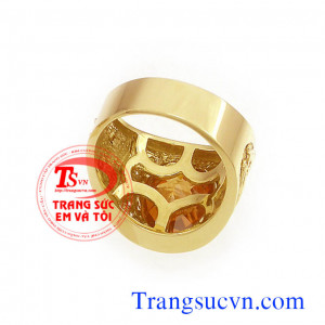 Nhẫn nam gắn đá thạch anh vàng