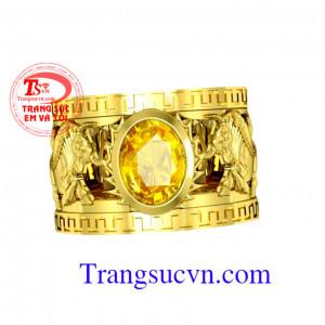 Nhẫn nam tuổi Sửu vàng 18k 75%Au đảm bảo chất lượng,Nhẫn vàng tuổi sửu(Trâu)thiết kế và chế tác nhẫn tuổi sửu trên máy 3d, gắn đá sapphire vàng thiên nhiên,nhẫn nam đẹp sang trọng,bảo hành 1 năm