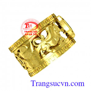 Nhẫn nam tuổi Sửu vàng 18k 75%Au đảm bảo chất lượng,Nhẫn vàng tuổi sửu(Trâu)thiết kế và chế tác nhẫn tuổi sửu trên máy 3d, gắn đá sapphire vàng thiên nhiên,nhẫn nam đẹp sang trọng,bảo hành 1 năm