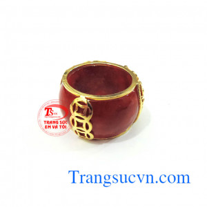 Nhẫn ngọc đỏ rồng vàng tây 10k dành cho nam với con rồng uốn lượn đảm bảo cực chất,nhẫn đeo ngón cái,nhẫn ngón trỏ,Nhẫn ngọc đỏ rồng vàng