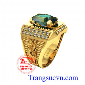 Nhẫn sapphire chuối nam vàng tây  18k 75%Au, Đá sapphire chuối thiên nhiên có giấy kiểm định đá quý,Bảo hành 1 năm,thiết kế nhẫn nam sapphire chuối vàng 18k, nhẫn nam doanh nhân thân hình rồng sang trọng và đẳng cấp dành cho nam, nhẫn nam đẹp