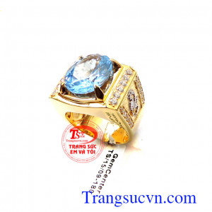 Nhẫn vàng nam topaz mệnh Thủy Nhẫn nam Topaz mệnh Thủy và Mộc   Loại sản phẩm: Nhẫn nam Topaz  Thương hiệu: Trang Sức Em Và Tôi