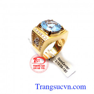 Nhẫn nam Topaz mệnh Thủy và Mộc đảm bảo chất lượng