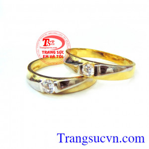 Nhẫn cưới giá rẻ 2 viên đá