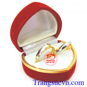 Nhẫn cưới giá rẻ 2 viên đá