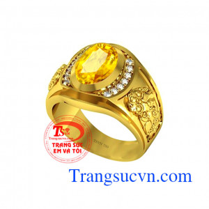 Nhẫn nam tỳ hưu sapphire vàng 18k 