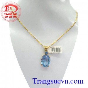 Bộ dây chuyền mặt đá Topaz mệnh thùy và mộc