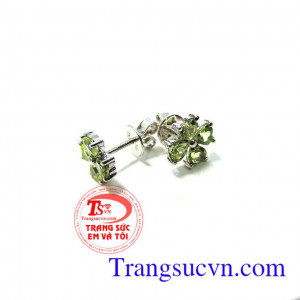 Hoa tai đá peridot có giấy kiểm định vàng và giấy kiểm định đá quý kèm theo hoa tai vàng tây gắn đá peridot 