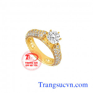 Nhẫn vàng kim cương ổ kết, nhẫn vàng 18k đẹp, nhẫn kim cương thiên nhiên đẹp