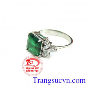 Nhẫn nữ gắn đá xanh mệnh hỏa