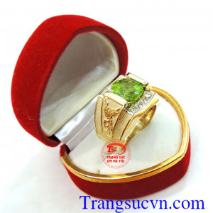 Nhẫn vàng nam 18k peridot xanh lá,nhẫn nam vàng 18k,thiết kế 3D nhẫn nam phượng hoàng, nhẫn nam đẹp theo mệnh,bảo hành 1 năm