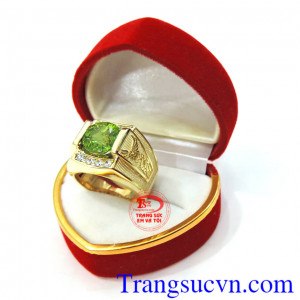 Nhẫn vàng nam 18k peridot xanh lá,nhẫn nam vàng 18k,thiết kế 3D nhẫn nam phượng hoàng, nhẫn nam đẹp theo mệnh,bảo hành 1 năm