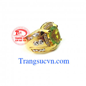 Nhẫn nam đẹp perodot Mệnh Mộc + Hỏa Nhẫn vàng nam vàng tây peridot xanh lá hợp mệnh,thiết kế 3D nhẫn nam phượng hoàng, nhẫn nam đẹp theo mệnh,bảo hành 1 năm