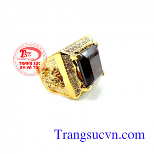 Nhẫn vàng cóc ngậm tiền đá Granet