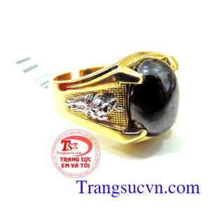 Nhẫn nam đá đen vàng tây