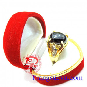 Nhẫn nam đá đen vàng tây