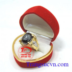 Nhẫn nam đá đen vàng tây