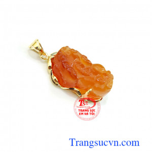 Mặt dây tỳ hưu mã não nâu đỏ