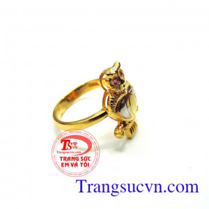 Nhẫn nữ mặt cú vàng