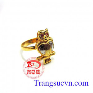 Nhẫn nữ mặt cú vàng